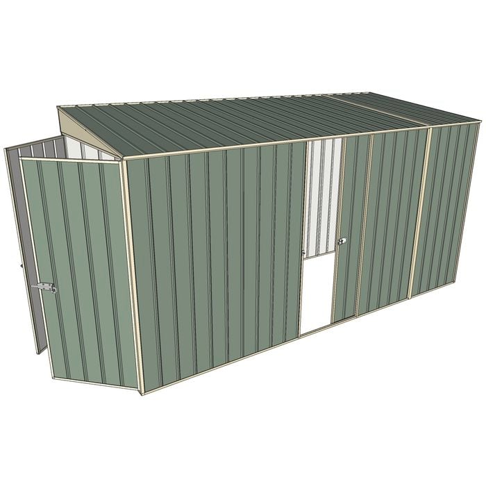 Build-a-Shed 1.5 x 3.7 x 2m Single Sliding Side Door Skillion Shed - Green