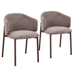 Runa Dark Walnut Look Upholstered Dining Chair - Brown Fabric (Set of 2)