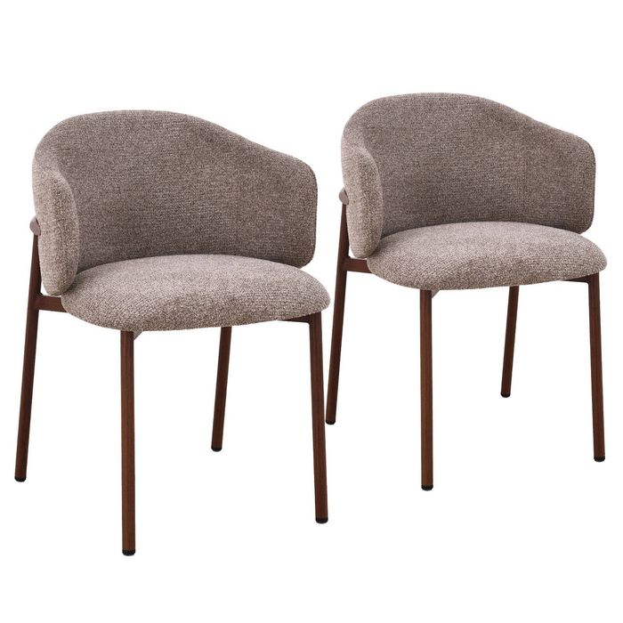 Runa Dark Walnut Look Upholstered Dining Chair - Brown Fabric (Set of 2)