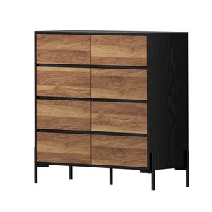 Oikiture 8 Drawer Chest Of Drawers Handle-Free Dresser Tallboy Storage Walnut