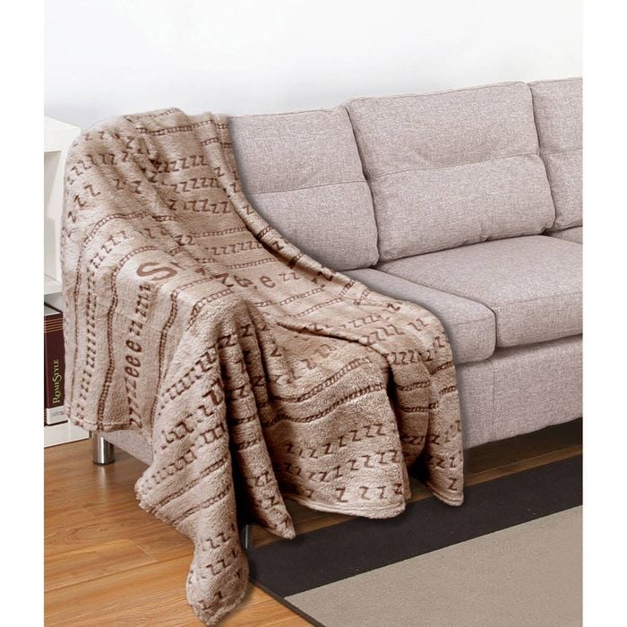 Bloomington Embossed Print Coral Fleece Throw 130 x 160 cm Latte Snooze