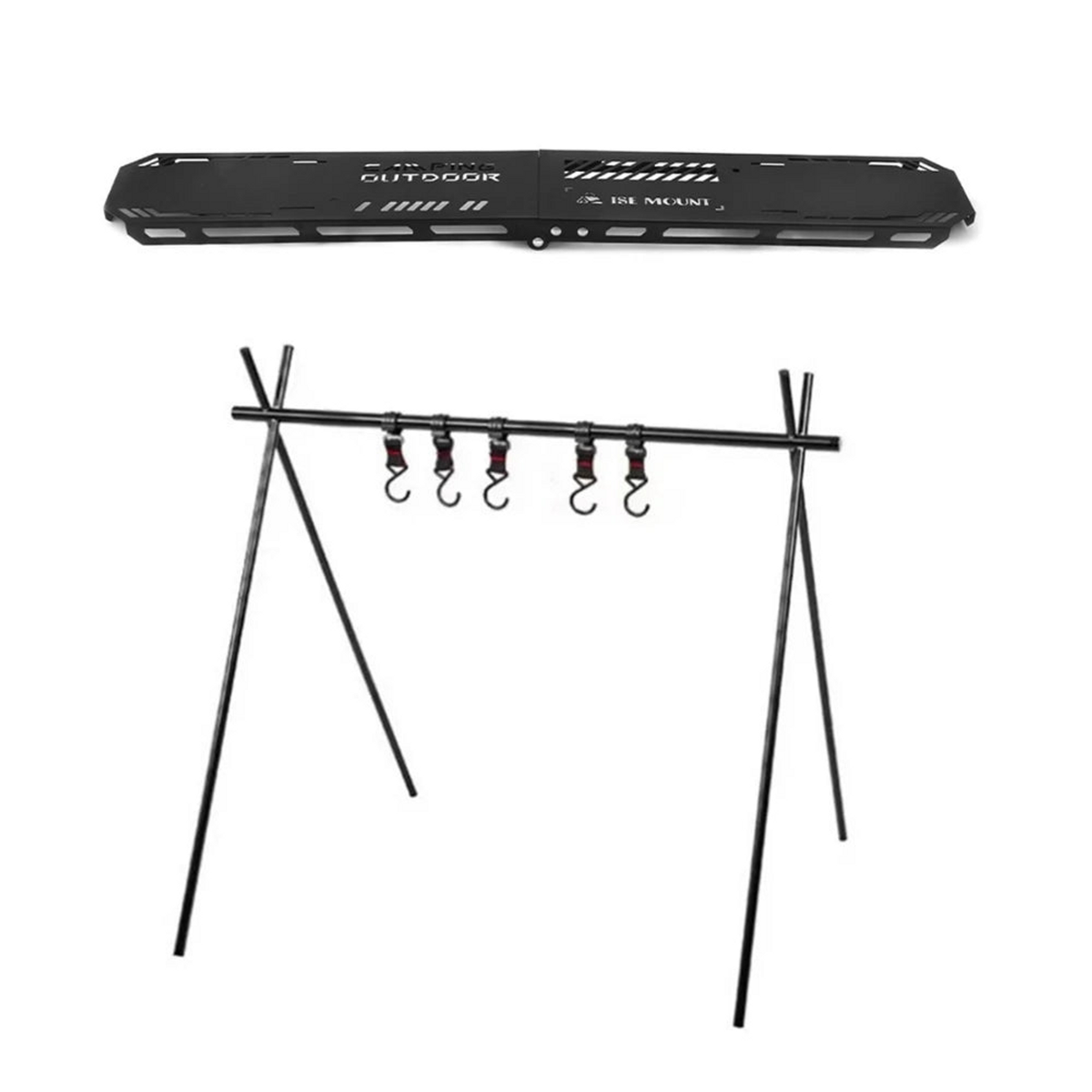 NNEOBA Foldable Camping Tripod Top Plate Rack Black - Bunnings Australia