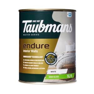 Taubmans 1L White Semi Gloss Endure Interior Walls Paint