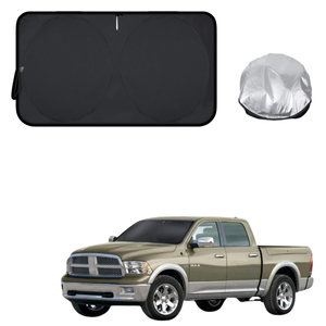 Front Windscreen Sun Shade for RAM 1500 Laramie 2009 - 2018 (DS/DJ/D2) - XL 160 x 100 cm - Black