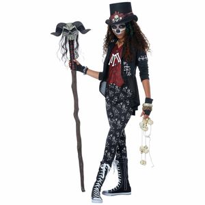 Voodoo Charm Witch Doctor Ritual Skeleton Day Of The Dead Tween Girls Costume M