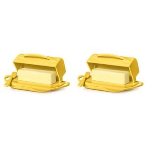 2PK Butterie Flip-Top Plastic Butter Dish w/ Spreader 22.9x14cm - Yellow