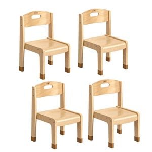 Jooyes Goteborg Kids Stackable Chairs 4 Pack - H30cm - Original Wood Colour | 35cm | Kids Chair