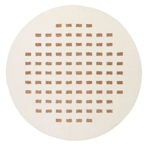 Loopsie-200cm X 200cm-balan Cream And Brown Rectangles Washable Round Rug