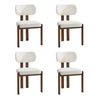 Oikiture Set Of 4 Dining Chairs Linen Fabric Kitchen Padded Seat Beige&brown
