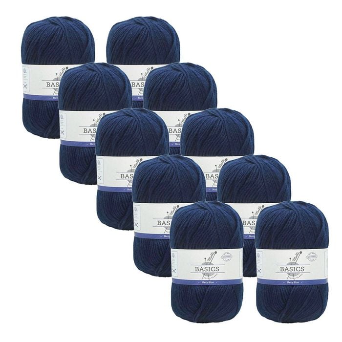 10x Malli Navy Blue Blend Basic 100g Knitting/crochet Yarn Acrylic/poly