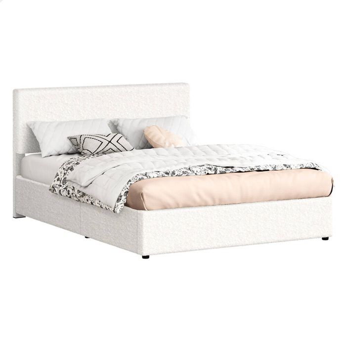 ALFORDSON Bed Frame King Height-Adjustable Boucle Base with Storage