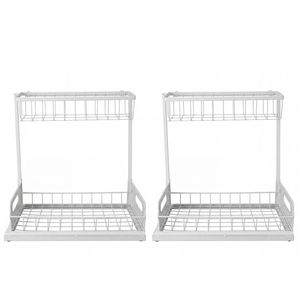 Toque 2x Under Sink Organiser Kitchen Storage Rack Cabinet 2-Tier Shelving Home