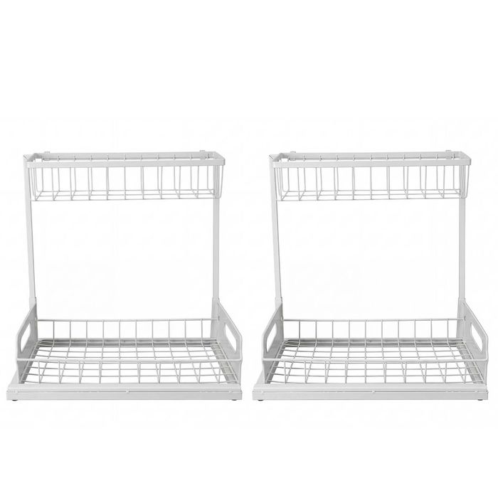 Toque 2x Under Sink Organiser Kitchen Storage Rack Cabinet 2-Tier Shelving Home