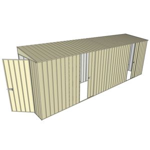 Build-A-Shed 1.2 x 6.0 x 2.0m Tunnel Shed Tunnel Hinged Door with 2 Sliding Side Doors - Cream