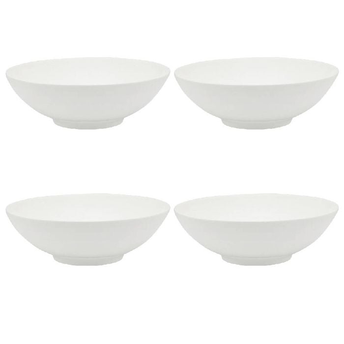 4PK Ecology Fine Bone China Canvas Ramen Bowl 24.5cm White