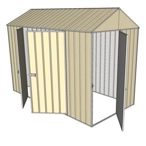 Build-a-Shed 1.5 x 3.0 x 2.3m Front Gable Single Hinged and Double Hinged Door Narrow Shed - Cream
