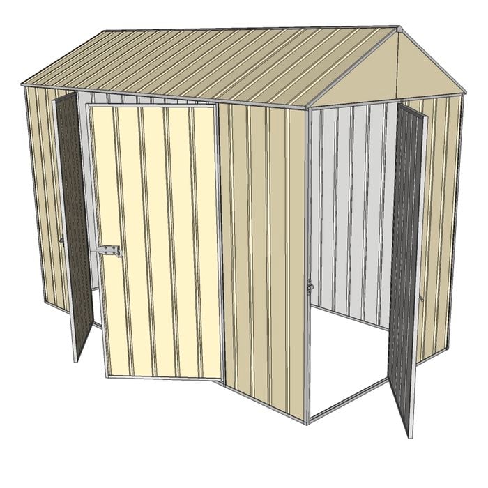 Build-a-Shed 1.5 x 3.0 x 2.3m Front Gable Single Hinged and Double Hinged Door Narrow Shed - Cream