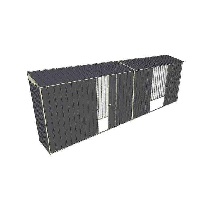 Build-a-Shed 0.8 x 6 x 2m Skillion Shed with Double and Single Sliding Side Doors - Grey