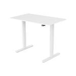 FORTIA Sit To Stand Up Standing Desk, 120x60cm, 72-118cm Electric Height Adjustable, 70kg Rated, White/White Frame