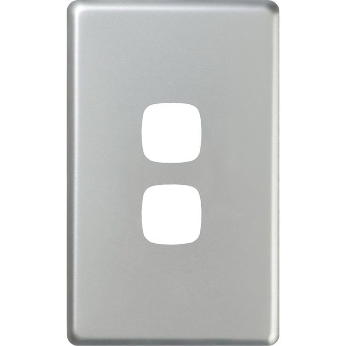 HPM Excel 2 Gang Coverplate Matt Silver