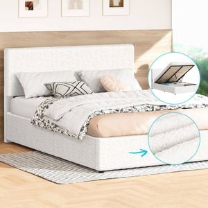 Alfordson Bed Frame Queen Gas Lift Storage Boucle