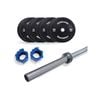 100KG Olympic Black Bumper Plates Set + 20KG Olympic Barbell 1500LB