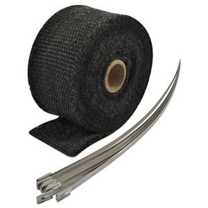 Exhaust Wrap 2" x 50', Fibreglass Black with Stainless Ties