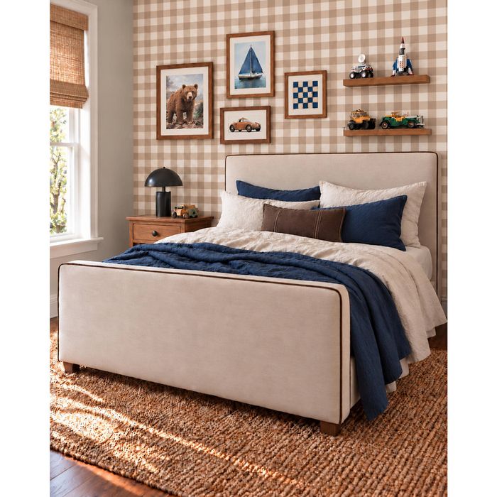 Hide & Seek Kids Hugo Upholstered Kids Bed - Cream, Double
