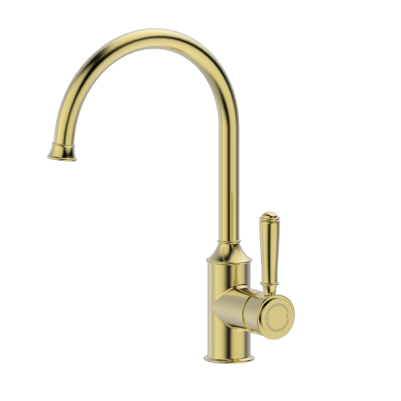 Mondella    Brushed Brass Maestro Goose Neck Kitchen Sink Mixer