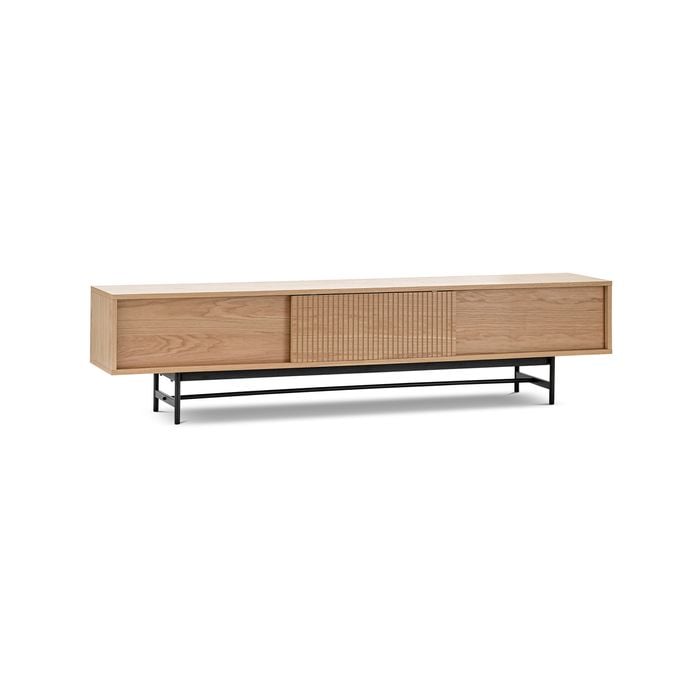 Arae 210cm 3 Door Natural Oak TV Entertainment Unit