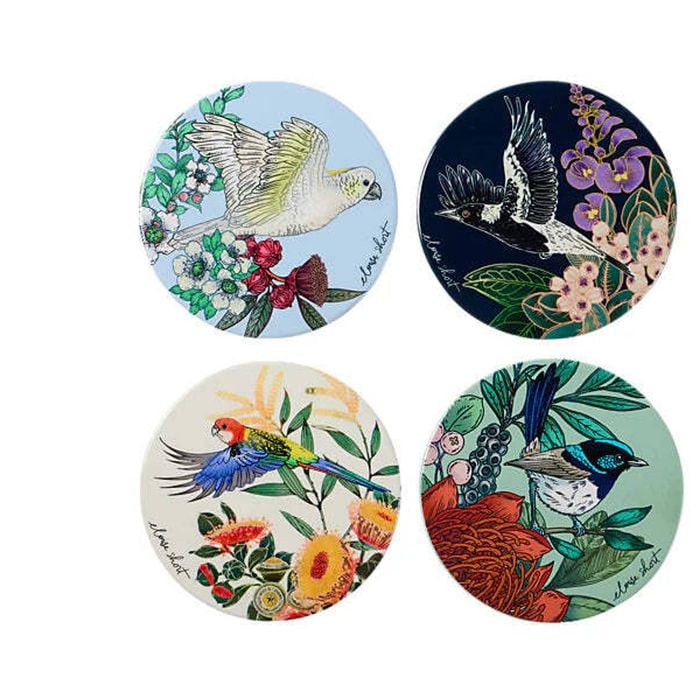 4pc Maxwell & Williams Eloise Short Native Grace Ceramic Coaster Set Assorted