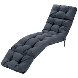 Costway 186x56cm Patio Lounge Chair Cushion High Back Floor Lazy Recliner Grey