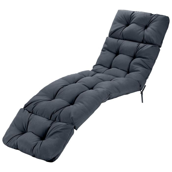 Costway 186x56cm Patio Lounge Chair Cushion High Back Floor Lazy Recliner Grey