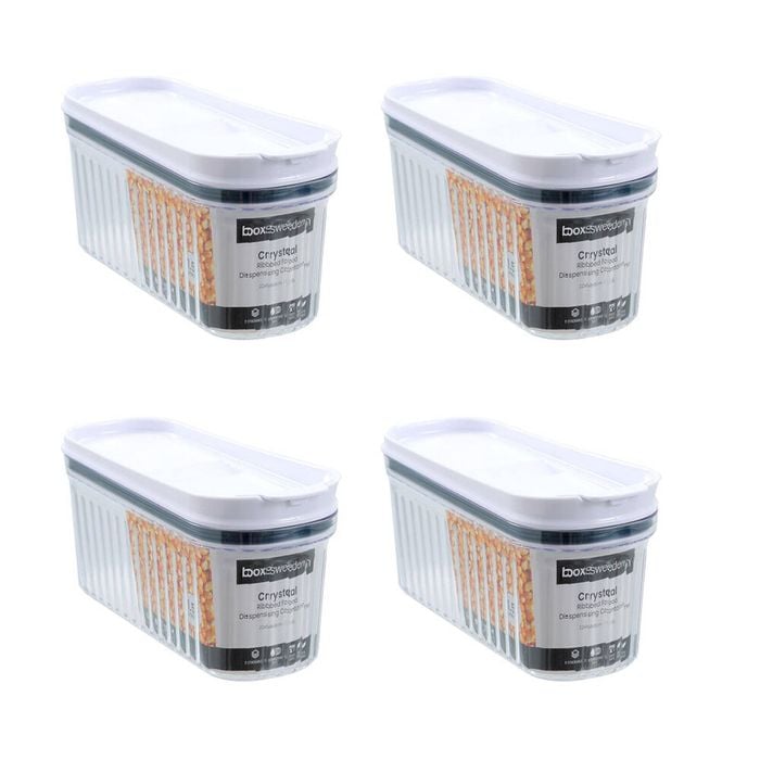 4PK Lemon and Lime Crystal Ribbed Food Dispensing Container 1.5L/22x8x8cm Assrtd