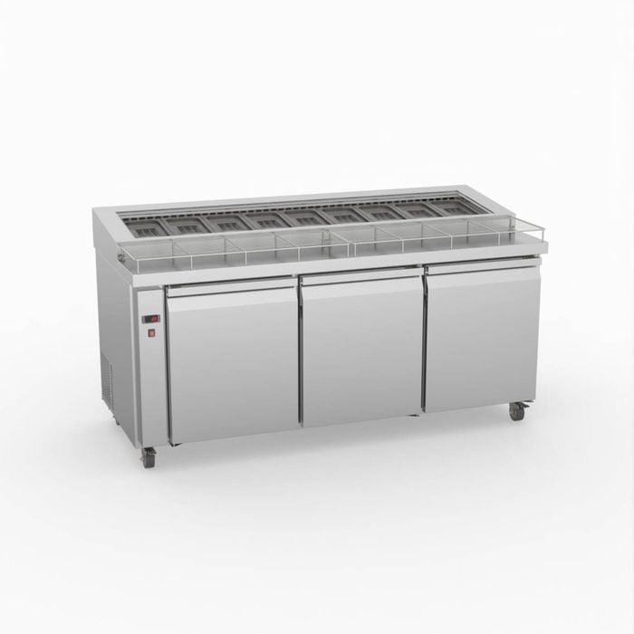 Thermaster Three Door Deluxe Pizza Prep Bench  - Pizza Prep Fridges (pwb180)