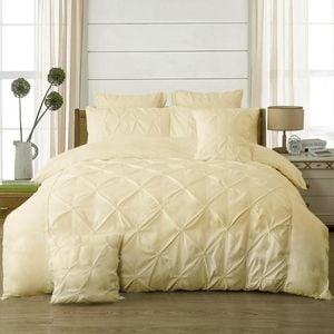 Fabric Fantastic Diamond Pintuck King Size Beige Quilt/doona/duvet Cover Set