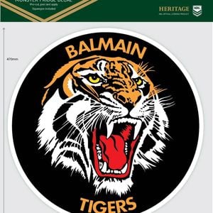 NRL Heritage Fridge Decal - Balmain Tigers -Team Logo Sticker - 470x470mm