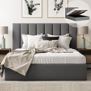 Celine Double Charcoal Storage Gas Lift Bed Frame