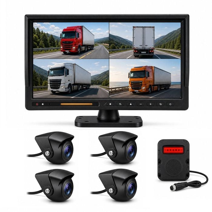 4CH BSD Truck Monitor System MP5 10.1" IPS Touchscreen IP69 Sound-light Alarm