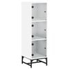 vidaXL Highboard with Glass Doors Wooden Sideboard Storage Cabinet Hallway White