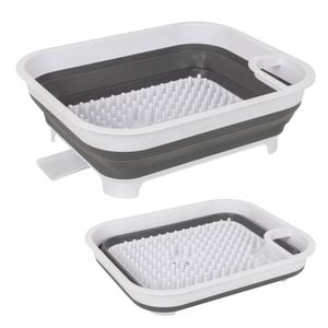 Hacienda Collapsible Dish Rack With Utensil Section Space-saving Drying Rack For Compact Kitchens & Camping