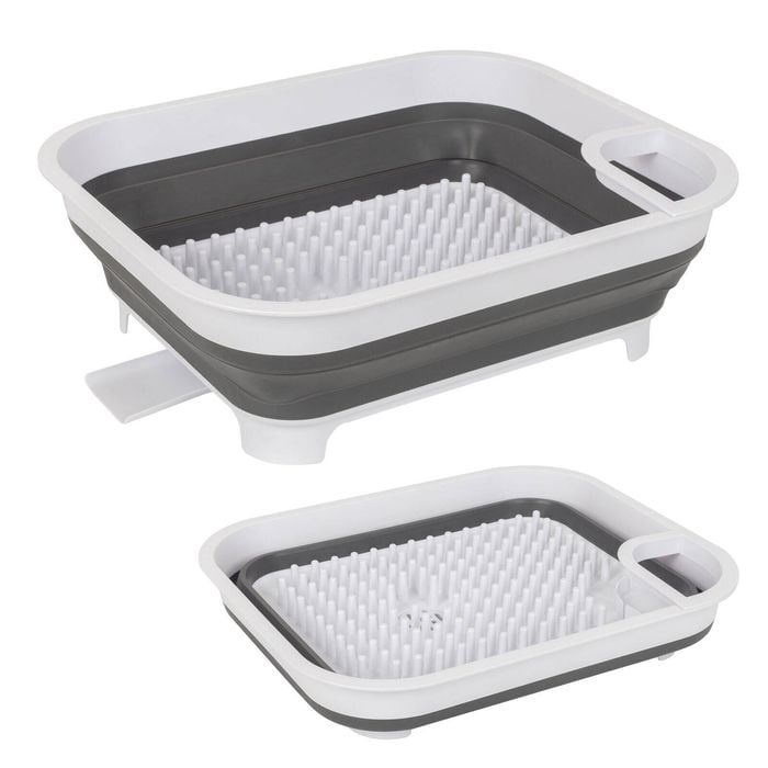 Hacienda Collapsible Dish Rack With Utensil Section Space-saving Drying Rack For Compact Kitchens & Camping