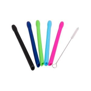 Appetito Set 5 Silicone Cocktail Straws + Cleaning Brush