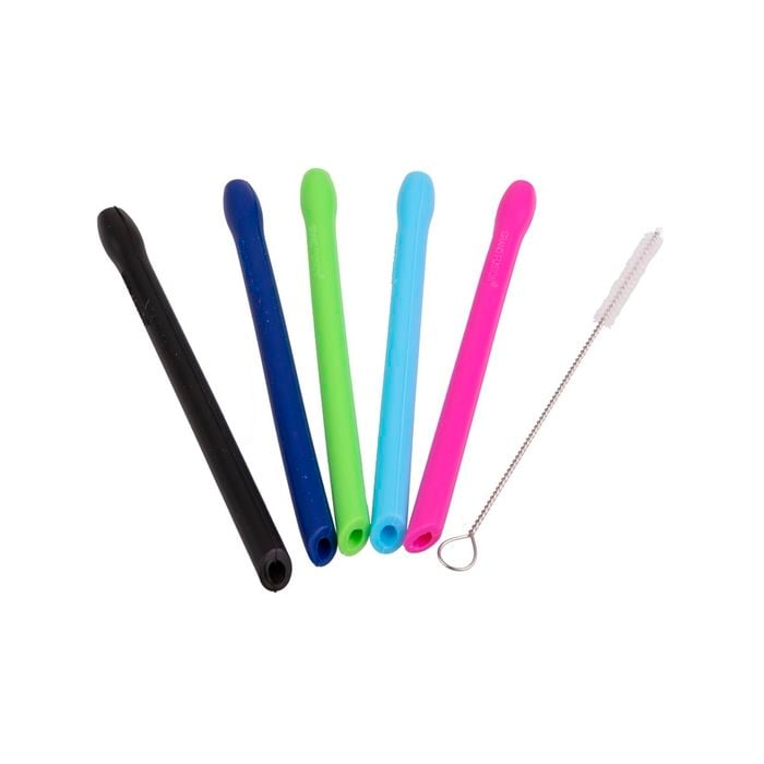 Appetito Set 5 Silicone Cocktail Straws + Cleaning Brush