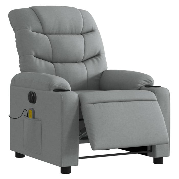 vidaXL Electric Massage Recliner Chair Armchair Single Sofa Light Grey Fabric