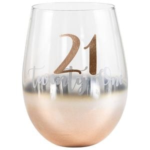 Rose Gold 21 Ombre Stemless Wine Glass 600ml Drinking Cup