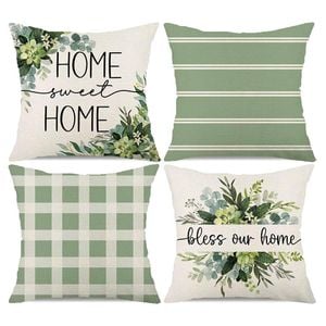 Catzon 4 Pcs Linen Throw Pillow Covers Watercolor Flower for Bed Sofa Decor 40X40cm