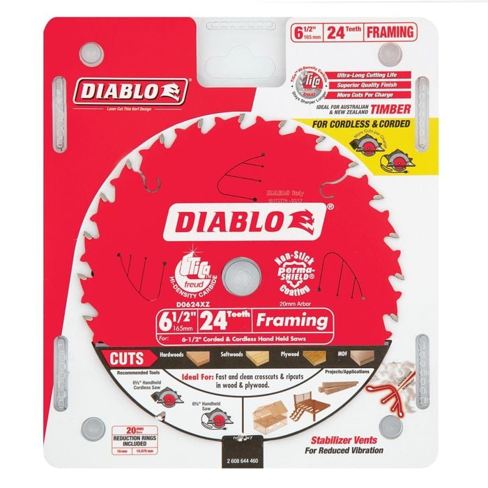 Diablo 165mm 24T General Purpose Cordless Circular Saw Blade