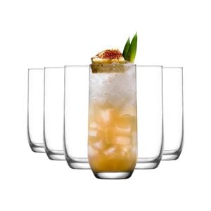 LAV 12 Piece Sude Highball Glasses Set - Contemporary Glass Drinking Tumblers - 315ml