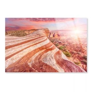 Fire Wave Rock & Valley  Print 100% Australian Made 50 x 40cm  (Acrylic)